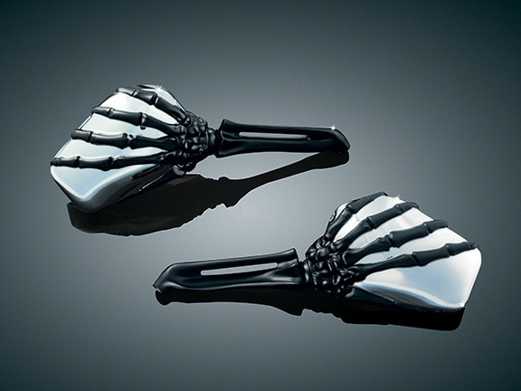 SKELETON HAND MIRRORS, CHR HEAD/BLK STEM 1764